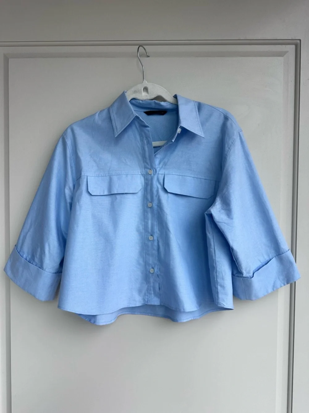 Zara Short Oxford Shirt XS Blue - Picture 1 of 4